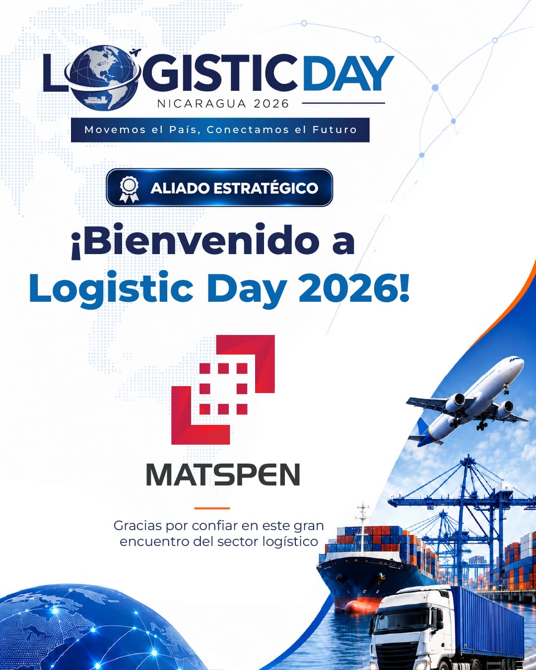 Arte original de Matspen como aliado estratégico de Logistic Day Nicaragua 2026