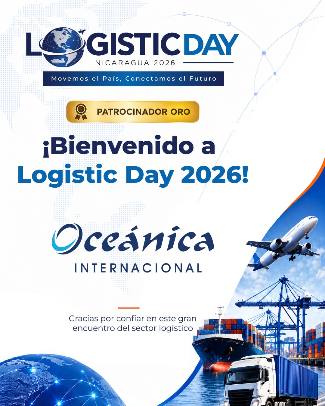 Arte de Oceánica Internacional Nicaragua como Patrocinador Oro de Logistic Day 2026